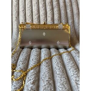 SCHEILAN Firenze Vintage Silver and Gold Clutch w/detachable Crossbody Chain
